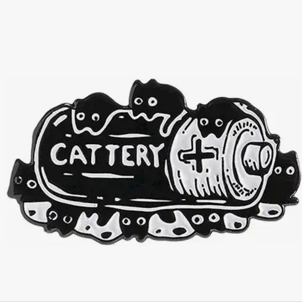 Cattery Black & White Enamel Cat Pin